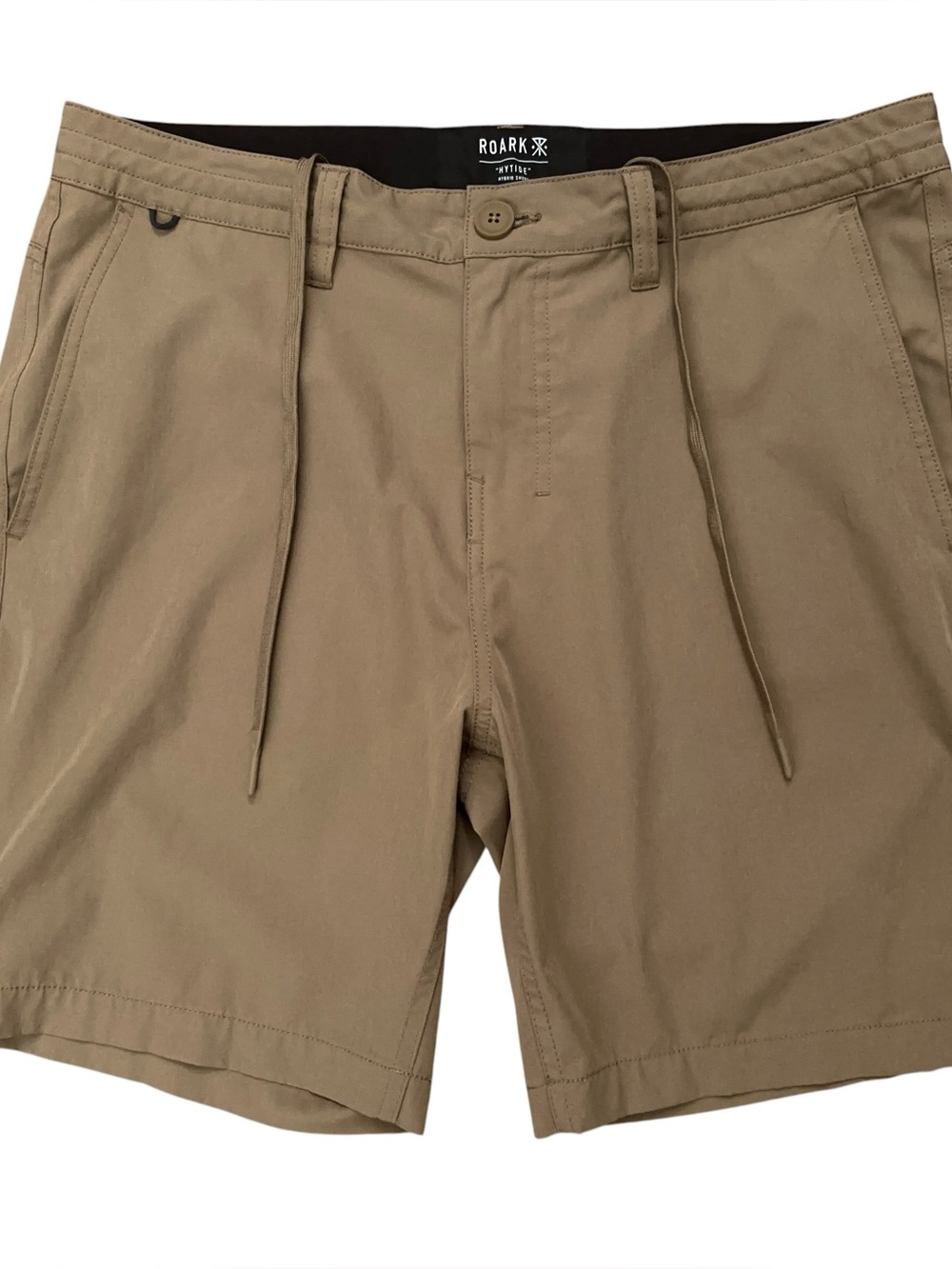 Roark Hytide Hybrid Shorts Mens Size 34 Quick Dry 8" Performance Stretch Khaki